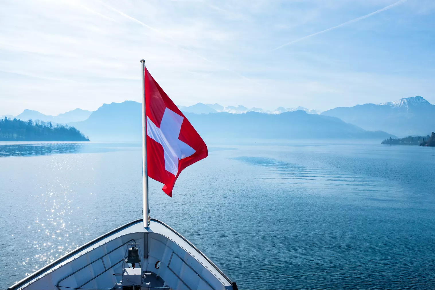 Boat trip on Lake Lucerne to the train station of Mount Rigi Switzerland